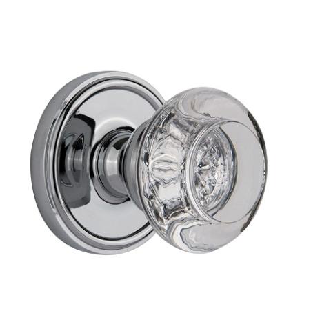 Grandeur Bordeaux Crystal Door Knob Set with Georgetown Rose Bright Chrome 