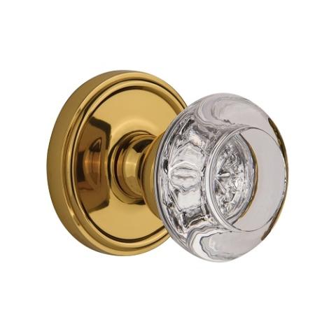 Grandeur Bordeaux Crystal Door Knob Set with Georgetown Rose Lifetime Brass 