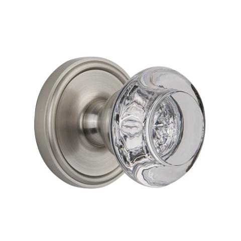 Grandeur Bordeaux Crystal Door Knob Set with Georgetown Rose Satin Nickel 