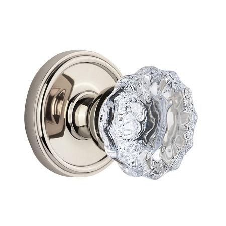 Grandeur Fontainebleau Knob with Georgetown Rose Polished Nickel 