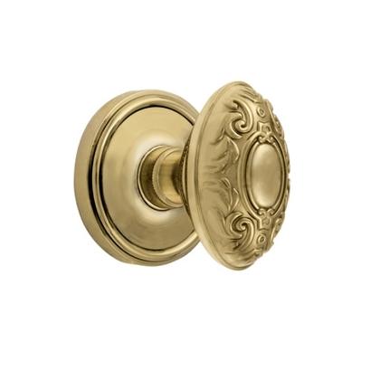 Grandeur Grande Victorian Knob with Georgetown Rose Polished Brass 