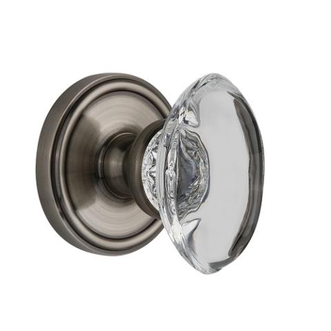 Grandeur Provence Crystal Door Knob Set with Georgetown Rose Antique Pewter 