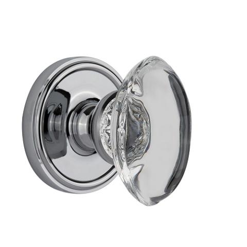 Grandeur Provence Crystal Door Knob Set with Georgetown Rose Bright Chrome 