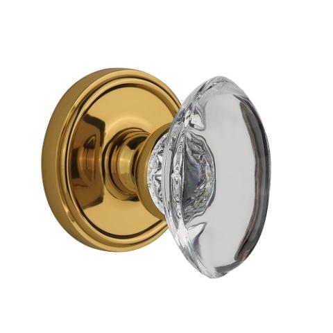 Grandeur Provence Crystal Door Knob Set with Georgetown Rose Lifetime Brass