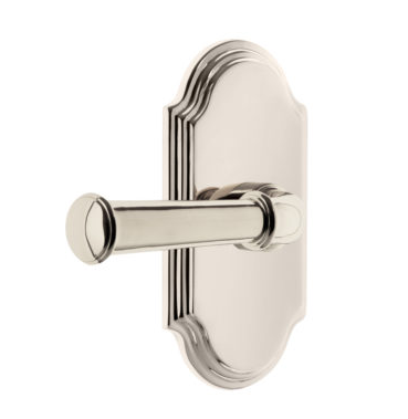 Grandeur Georgetown Lever Set with Arc Short Plate Polished Nickel