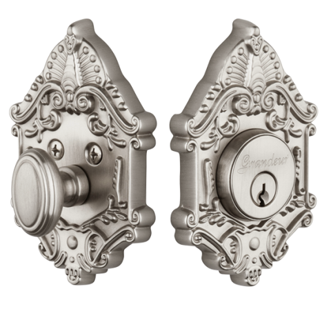 Granduer Grande Victorian Single Cylinder Deadbolt SN Satin Nickel