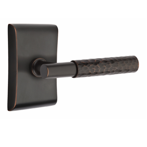 Emtek T-Bar Hammered Lever with Neos Rose in oil rubbed Bronze