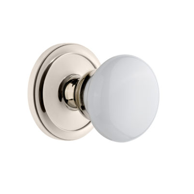 Grandeur Hyde Park Knob with Circulaire Rose Polished Nickel