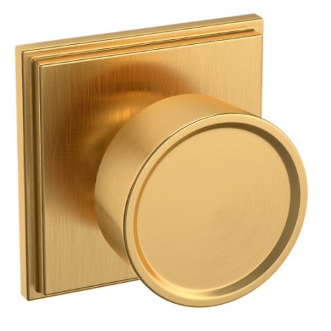 Baldwin Estate Pre-Configured K007 Door Knob Set with R050 Rose Lifetime Satin Brass (044)