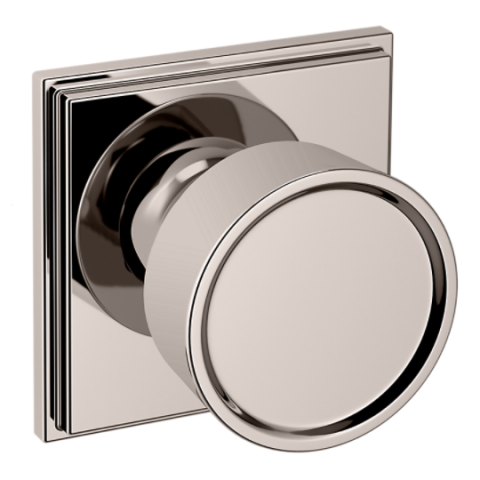 Baldwin Estate Pre-Configured K007 Door Knob Set with R050 Rose Lifetime Polished Nickel (055)