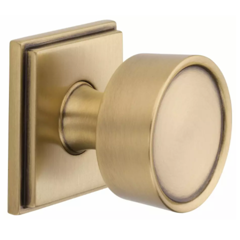 Baldwin Estate K007 Door Knob Set shown in satin brass & brown