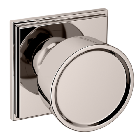 Baldwin Estate Pre-Configured K008 Door Knob Set with R050 Rose Lifetime Polished Nickel (055)