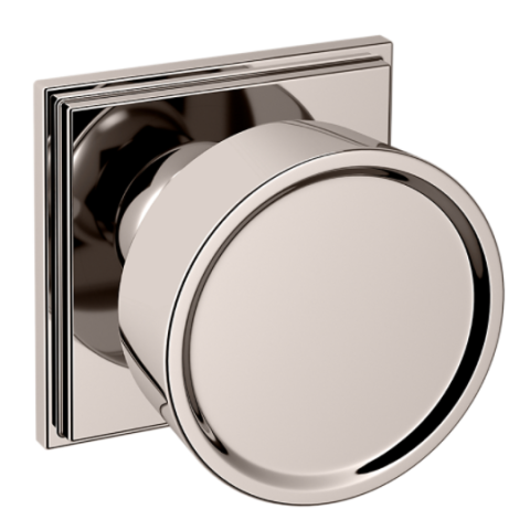 Baldwin Estate Pre-Configured K009 Door Knob Set with R050 Rose Lifetime Polished Nickel (055)