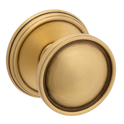 Baldwin Estate K012 Tulip Door Knob Set Lifetime Satin Brass and Brown (060)