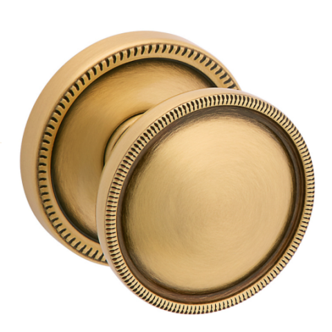 Baldwin Estate K013 Coined Tulip Door Knob Set Satin Brass and Brown (060)