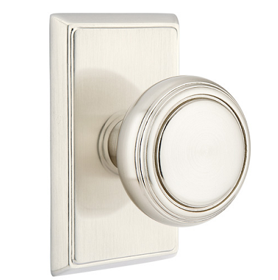 Emtek Norwich Door Knob Set with Rectangular Rose Satin Nickel (US15)