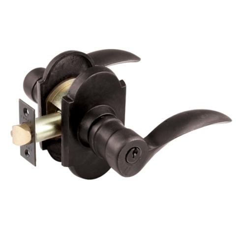 Emtek Durango Keyed Entry Door Lever with #1 Rosette Flat Black Patina (FB)