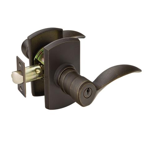 Emtek Durango Keyed Entry Door Lever with #4 Rosette Medium Bronze (MB)