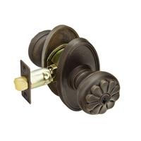 Emtek Petal Keyed Entry Door Knob with #14 Rose in Medium Bronze (MB)