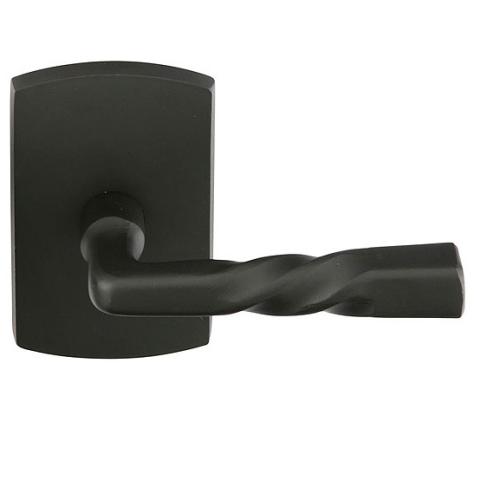 Emtek Montrose Door lever with #4 Rose Flat Black Patina (FB)