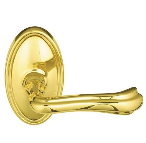 Emtek Wembley Door lever with Oval rose Polished Brass