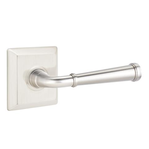 Emtek Merrimack Door Lever Set with Quincy Rose Satin Nickel 