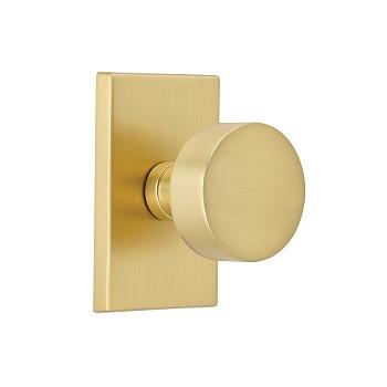 Emtek Brass Round Knob Set with Modern Rectangular Rose Satin Brass (US4)