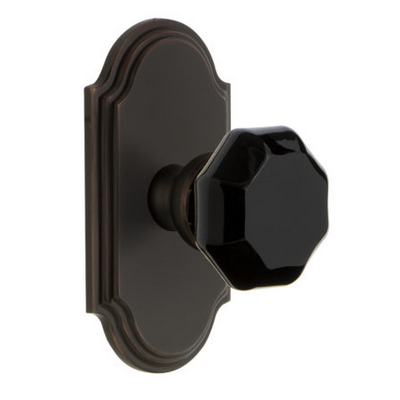 Grandeur Lyon Crystal Door Knob Set with Arc Shortplate Timeless Bronze