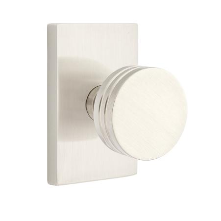 Emtek Bern Door Knob Set with Modern Rectangular Rose Satin Nickel (US15)