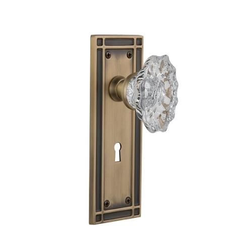 Nostalgic Warehouse Mission Backplate Set With Chateau Knob Antique Brass (AB)