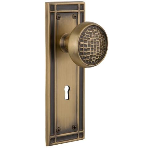 Nostalgic Warehouse Mission Backplate Set With Craftsman Knob Antique Brass (AB