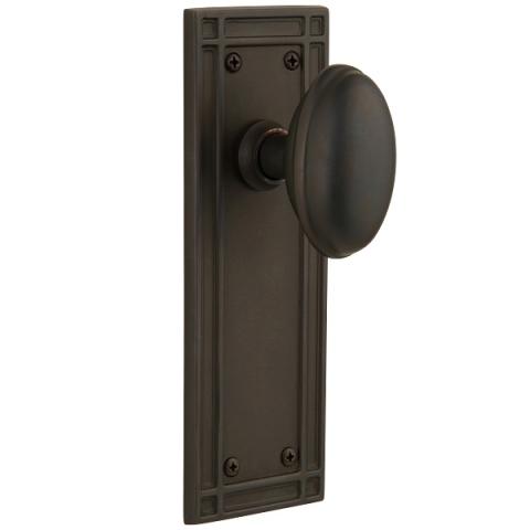 Nostalgic Warehouse Mission Backplate Set with Homestead Knob Oil Rubbed Bronze