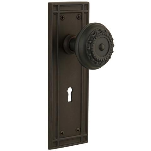 Nostalgic Warehouse Mission Backplate Privacy Mortise with Meadows Knob