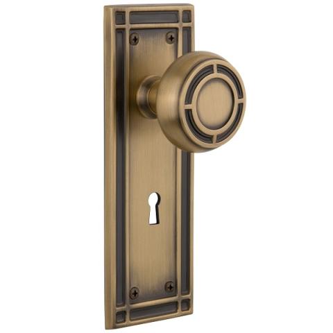 Nostalgic Warehouse Mission Backplate Set with Mission Knob Antique Brass (AB)