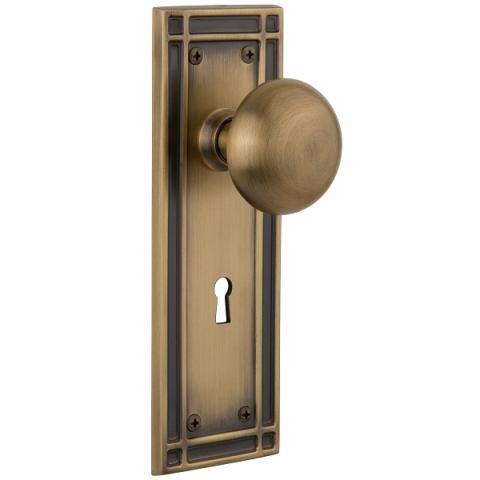 Nostalgic Warehouse Mission Backplate Privacy Mortise with New York Knob