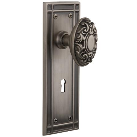 Nostalgic Warehouse Mission Backplate Privacy Mortise with Victorian Knob 