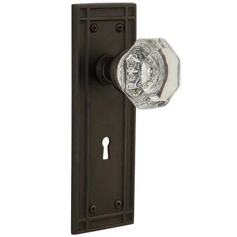 Nostalgic Warehouse Mission Backplate Privacy Mortise with Waldorf Knob (OB) 