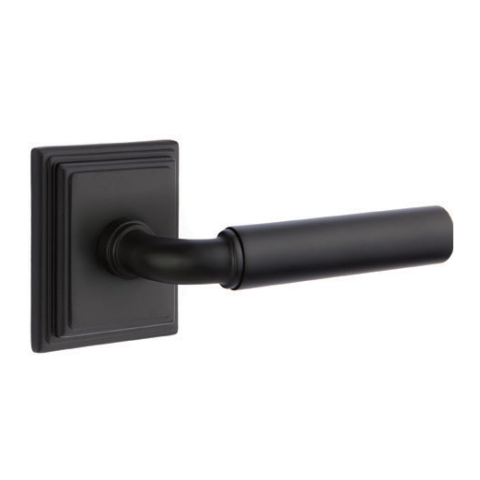 Emtek Manning Door Lever Set with Wilshire Rose Flat Black (US19)