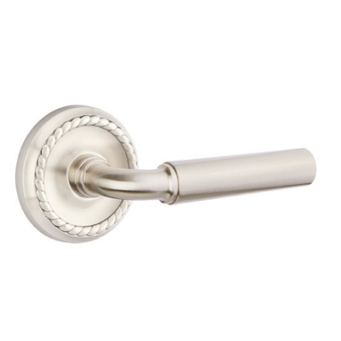 Emtek Manning Door Lever Set with Rope Rose Satin Nickel (US15)