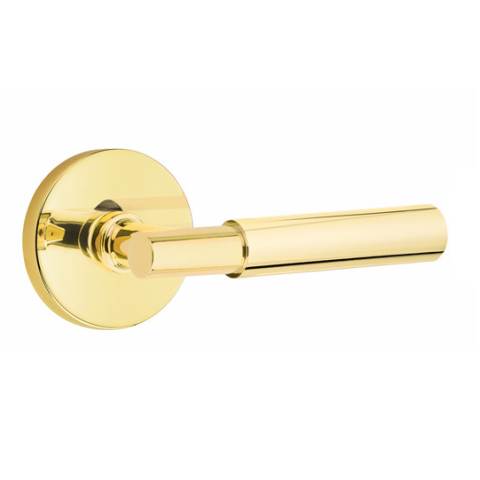 Emtek Myles Door Lever Set with Disck Rose in Unlaquered Brass 