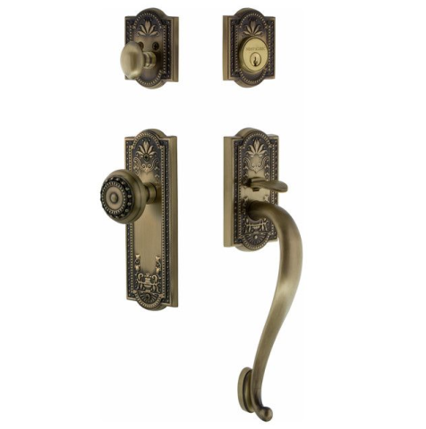 Nostalgic Warehouse Meadows Handleset with S Grip Antique Brass