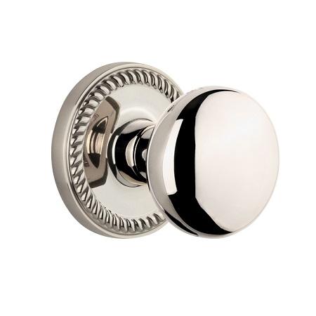 Grandeur Fifth Avenue Knob with Newport Rose Polished Nickel