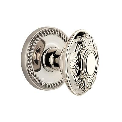 Grandeur Grande Victorian Knob with Newport Rose Polished Nickel 