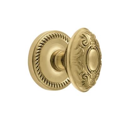 Grandeur Grande Victorian Knob with Newport Rose Polished Brass 