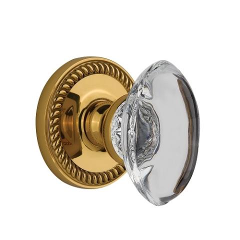 Grandeur Provence Crystal Door Knob Set with Newport Rose Lifetime Brass 