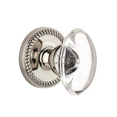 Grandeur Provence Crystal Door Knob Set with Newport Rose Polished Nickel