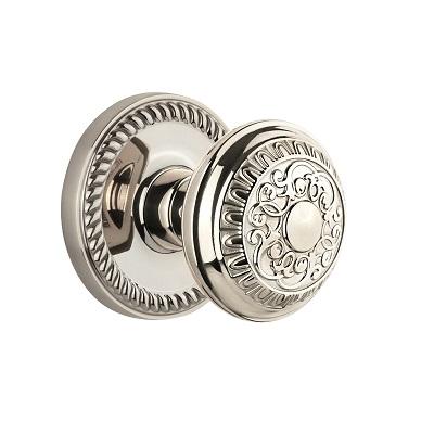 Grandeur Windsor Knob with Newport Rose Polished Nickel