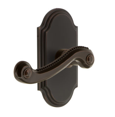 Grandeur Newport Lever Set with Arc Short Plate Timeless Bronze