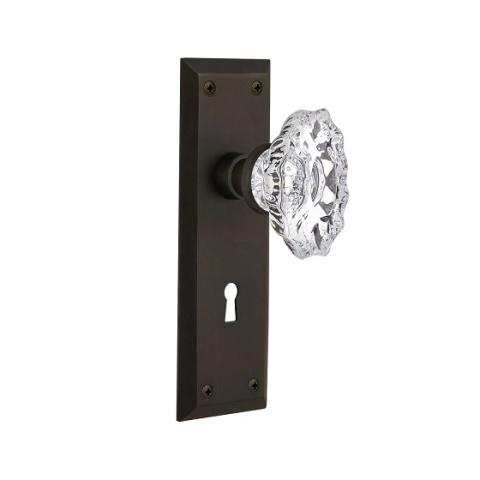 Nostalgic Warehouse New York Backplate with Chateau Knob Oil Rubbed Bronze (OB)