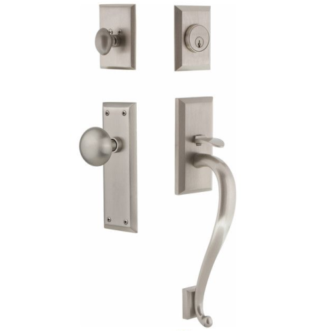 Nostalgic Warehouse New York Handleset w/New York Knob in Satin Nickel (SN)